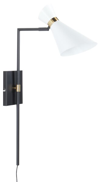 Nástenná lampa biela kovová nastaviteľné tienidlo zlaté akcenty moderný industriálny štýl obývacia izba kancelária spálňa