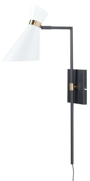 Nástenná lampa biela kovová nastaviteľné tienidlo zlaté akcenty moderný industriálny štýl obývacia izba kancelária spálňa