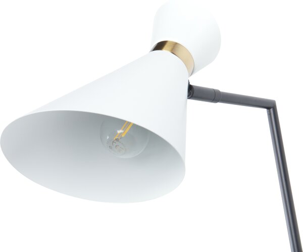 Nástenná lampa biela kovová nastaviteľné tienidlo zlaté akcenty moderný industriálny štýl obývacia izba kancelária spálňa