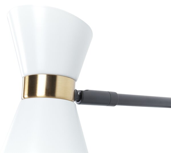 Nástenná lampa biela kovová nastaviteľné tienidlo zlaté akcenty moderný industriálny štýl obývacia izba kancelária spálňa