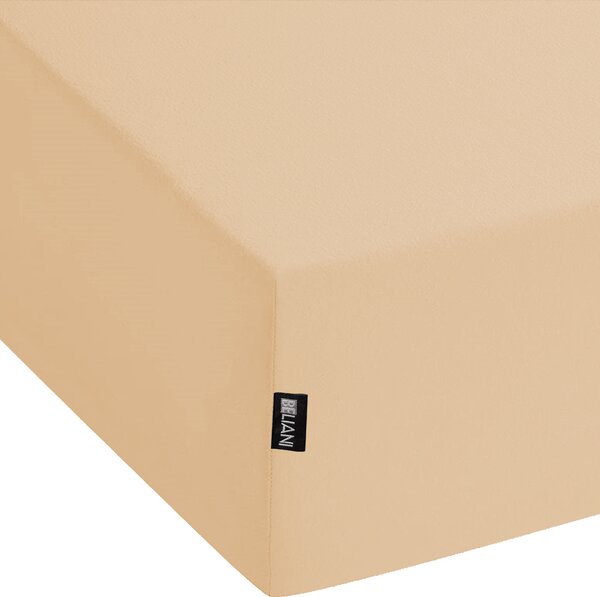 Napínacie prestieradlo piesková béžová bavlnené 90 x 200 cm elastické okraje klasická posteľná plachta textílie do spálne