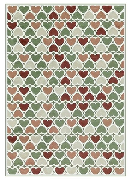 Koberec LITTLE HEARTS 1 hnedá/zelená, 160x230 cm