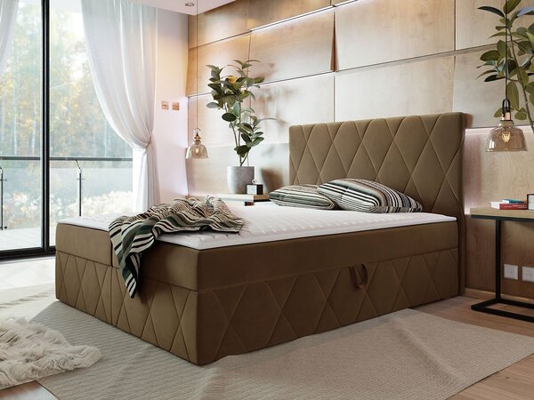 Hotelová manželská posteľ 160x200 PALMA - hnedá + topper ZDARMA