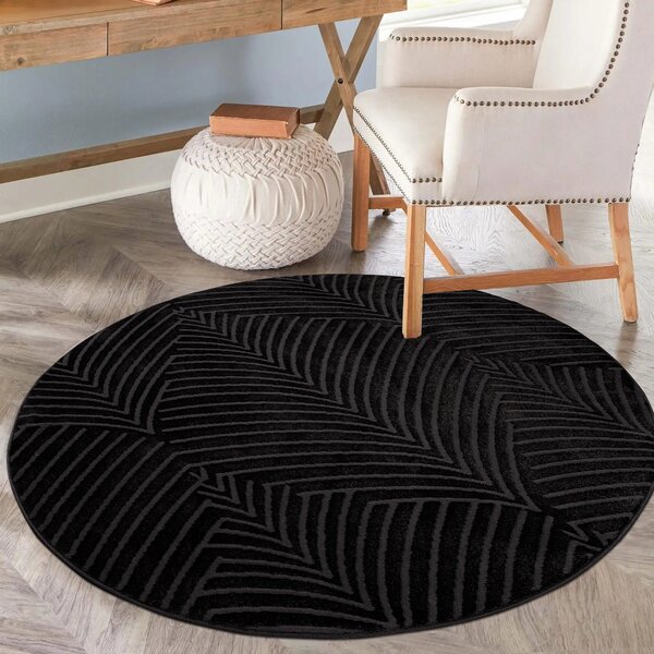 Dekorstudio Okrúhly jednofarebný koberec FANCY 648 - čierny Priemer koberca: 160cm