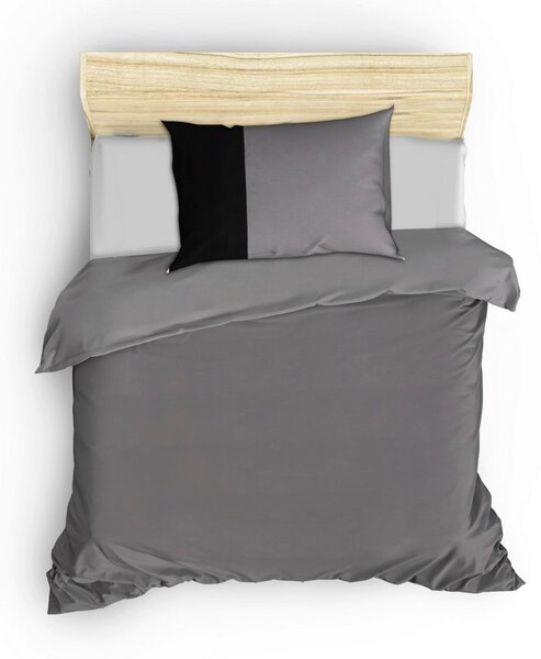 POSTEĽNÁ BIELIZEŇ, renforcé, sivá, čierna, 135/200 cm - Online Only bytové doplnky, Online Only