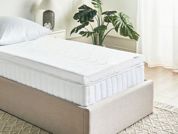 Vrchný matrac biela gélová pena polyesterový poťah 90 x 200 cm topper podložka na posteľ spálňa