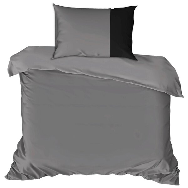 POSTEĽNÁ BIELIZEŇ, renforcé, sivá, čierna, 135/200 cm - Online Only bytové doplnky, Online Only