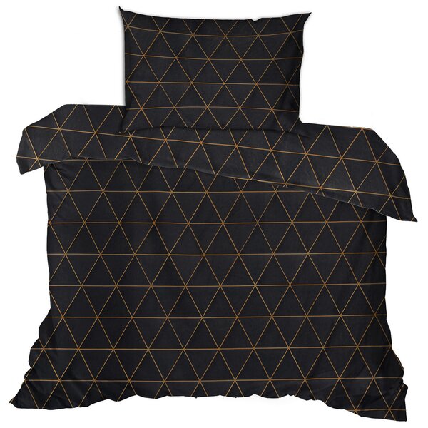 POSTEĽNÁ BIELIZEŇ, renforcé, čierna, zlatá, 155/220 cm - Online Only bytové doplnky, Online Only