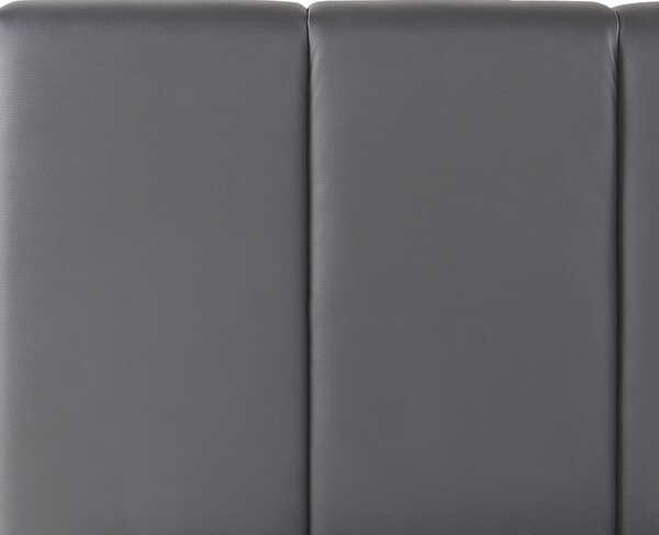 Posteľ sivá čalúnená umelá koža 180 x 200 cm s úložným priestorom rám postele s roštom a čelom