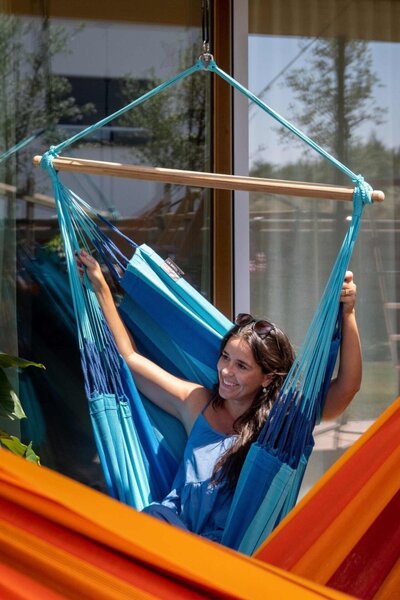 La Siesta HABANA COMFORT STRIPES - závesné hojdacie kreslo vyrobené z mäkkej organickej bavlny