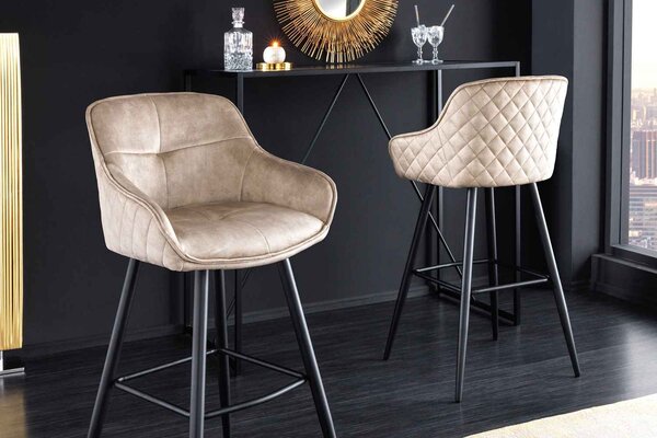 Dizajnová barová stolička Natasha šampanský zamat -