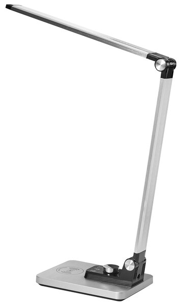 Stolná LED lampa strieborná hliník syntetický materiál 3 režimy teploty plynulý stmievač bezdrôtová nabíjačka moderný štýl kancelária