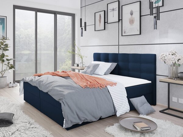 Hotelová posteľ s úložným priestorom 160x200 BALJA 2 - modrá + topper ZDARMA
