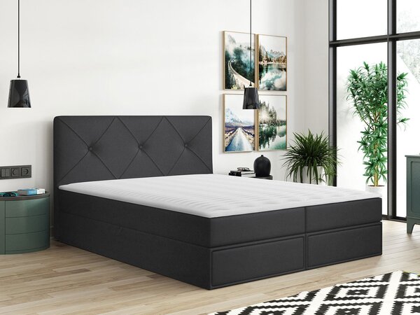 Kontinentálna manželská posteľ 140x200 LEYA - grafitová + topper ZDARMA