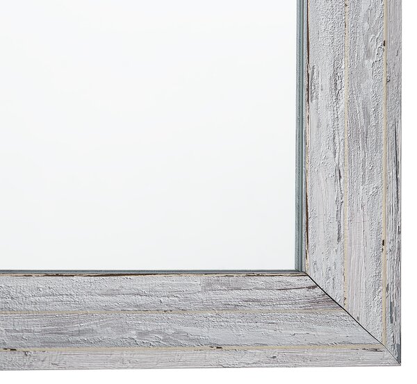 Nástenné zrkadlo biela sivá syntetický materiál sklo 50 x 130 cm obdĺžnikový tvar opotrebovaný vzhľad moderný rustikálny štýl