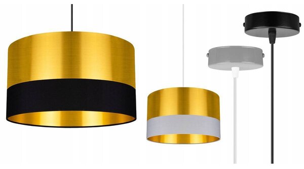 Závesné svietidlo Golden, 1x zlaté textilné tienidlo (výber z 2 farieb), (výber z 2 farieb konštrukcie), (fi 35cm)