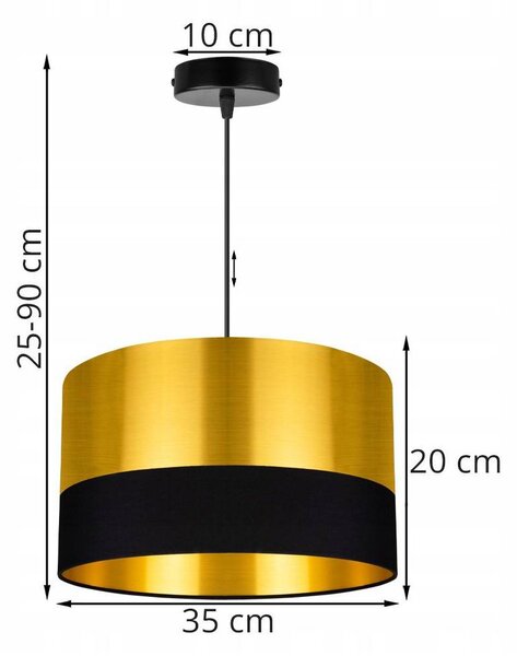 Závesné svietidlo Golden, 1x zlaté textilné tienidlo (výber z 2 farieb), (výber z 2 farieb konštrukcie), (fi 35cm)