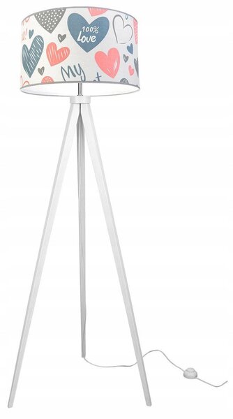 Detská stojacia lampa Heart, 1x biele textilné tienidlo so vzororm, (výber z 2 farieb konštrukcie), p