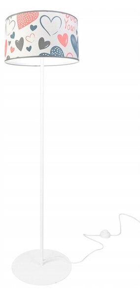 Detská stojacia lampa Heart, 1x biele textilné tienidlo so vzororm, (výber z 2 farieb konštrukcie), o, p