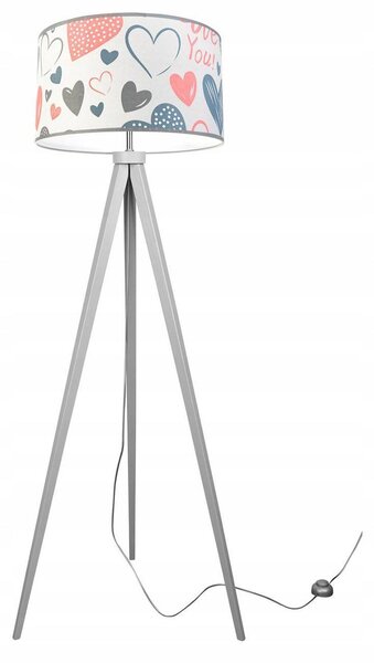 Detská stojacia lampa Heart, 1x biele textilné tienidlo so vzororm, (výber z 2 farieb konštrukcie), p