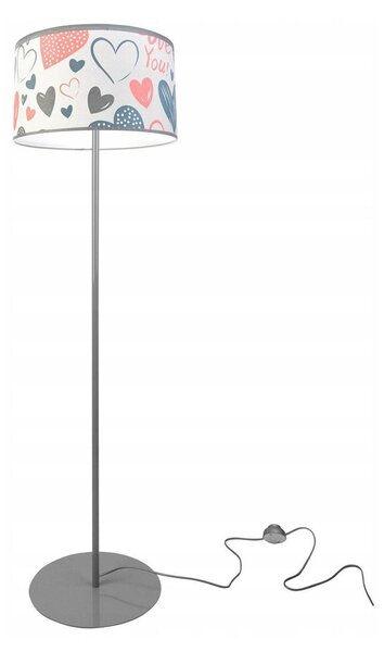 Detská stojacia lampa Heart, 1x biele textilné tienidlo so vzororm, (výber z 2 farieb konštrukcie), o, p