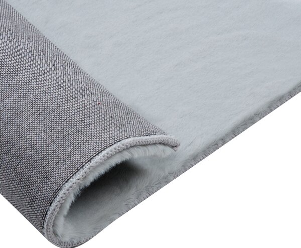 Koberec sivozelený umelá zajačia kožušina polyester 80 x 150 cm mäkký huňatý s vysokým vlasom obývačka spálňa