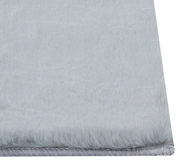 Koberec sivozelený umelá zajačia kožušina polyester 80 x 150 cm mäkký huňatý s vysokým vlasom obývačka spálňa