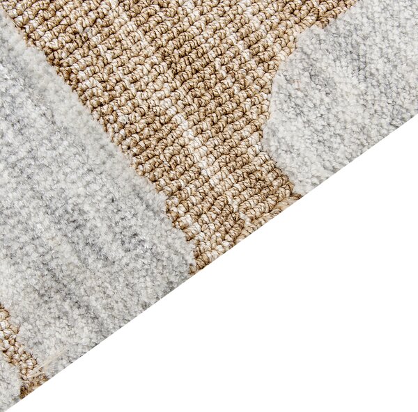 Koberec béžová a sivá polyester 160 x 230 cm geometrický vzor moderný minimalistický štýl obývacia izba spálňa