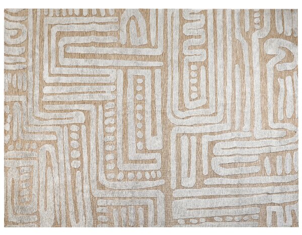 Koberec béžová a sivá polyester 300 x 400 cm geometrický vzor moderný minimalistický štýl obývacia izba spálňa