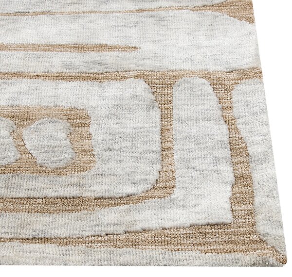 Koberec béžová a sivá polyester 160 x 230 cm geometrický vzor moderný minimalistický štýl obývacia izba spálňa