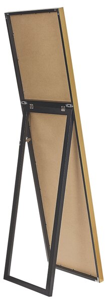 Stojace zrkadlo zlaté obdĺžnikový rám 40 x 140 cm vysoké so stojanom moderný dizajn