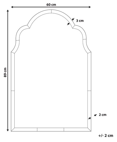 Nástenné zrkadlo medené sklo MDF 60 x 89 cm nepravidelný tvar závesné na stenu art deco štýl obývačka spálňa