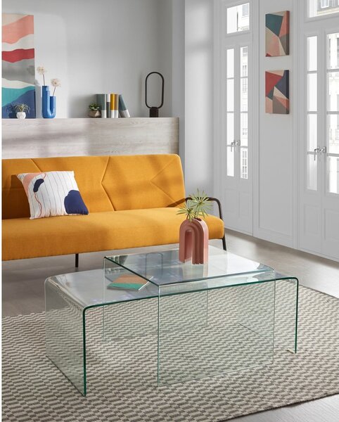 Sklenený konferenčný stolík 50x110 cm Burano – Kave Home
