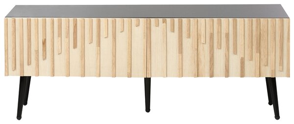 TV stolík svetlé drevo MDF drevený rám železné nohy úložný priestor moderný štýl obývacia izba