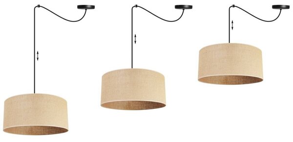 Závesné svietidlo Juta Spider, 1x jutové tienidlo, (výber z 2 farieb konštrukcie), (fi 40cm)