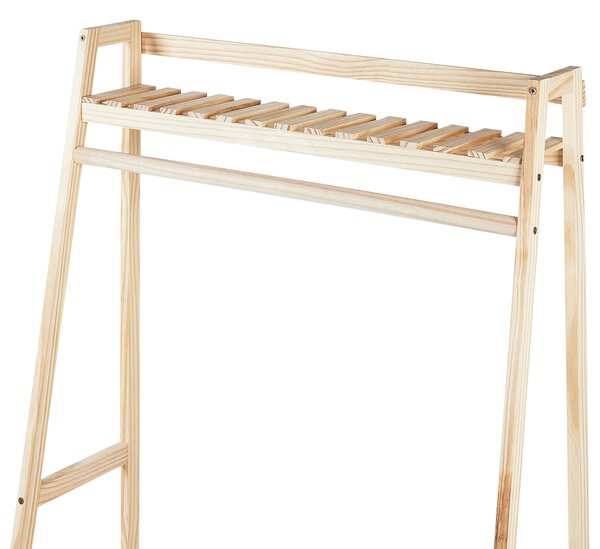 Vešiak na oblečenie svetlohnedý bambusové drevo 135 cm voľne stojaci drevený s poličkou