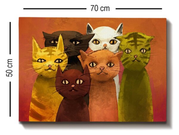 Wallity Obraz na plátne Cat family 50x70 cm