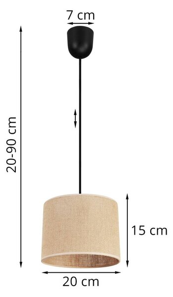 Závesné svietidlo Juta, 1x jutové tienidlo, (výber z 2 farieb konštrukcie), lp