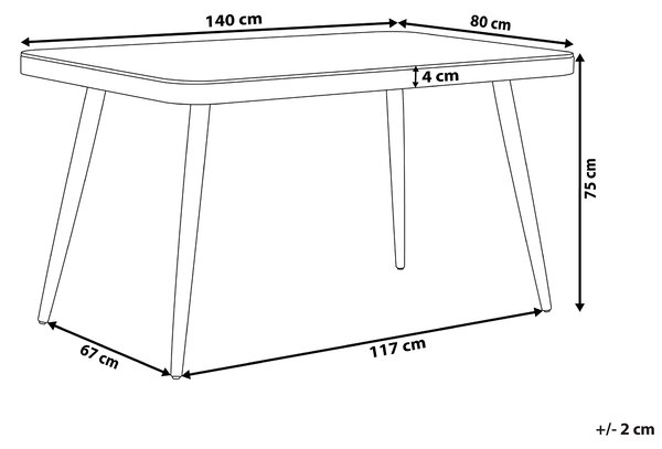 Záhradný jedálenský stôl sivý matný povrch 140 x 80 cm hliník pre 4 osoby minimalistický industriálny štýl