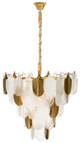 Luster mosadzný kov sklo ⌀ 46 cm závesná lampa krištáľový sklenený glamour štýl obývačka spálňa