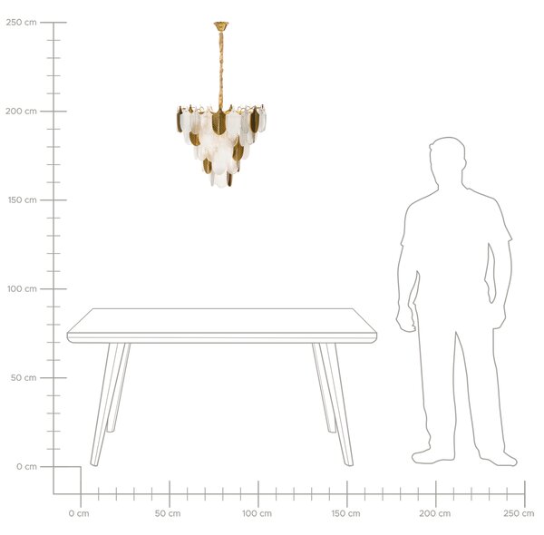 Luster mosadzný kov sklo ⌀ 46 cm závesná lampa krištáľový sklenený glamour štýl obývačka spálňa
