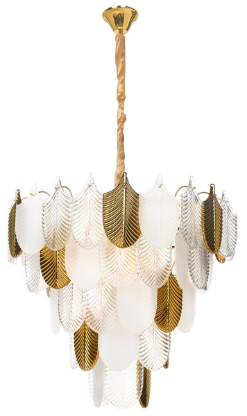 Luster mosadzný kov sklo ⌀ 46 cm závesná lampa krištáľový sklenený glamour štýl obývačka spálňa