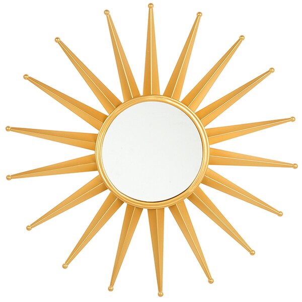 Nástenné zrkadlo zlaté kov sklo ø 60 cm okrúhle tvar slnka maľovaný povrch vintage glamour retro štýl doplnky dekorácie