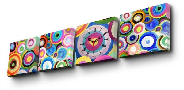 Hanah Home Obrazové nástenné hodiny Kruhy 42x63 cm viacfarebné