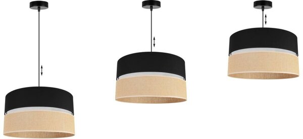 Závesné svietidlo Juta, 1x jutové/čierne textilné tienidlo, (fi 40cm), b