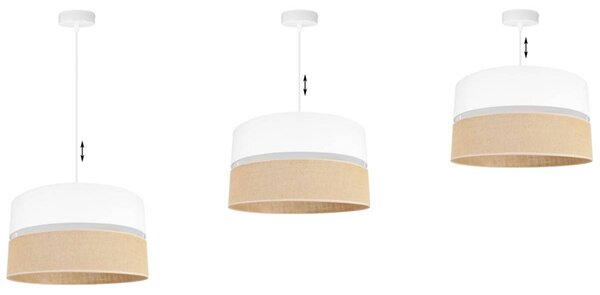 Závesné svietidlo Juta, 1x jutové/biele textilné tienidlo, (fi 40cm), w