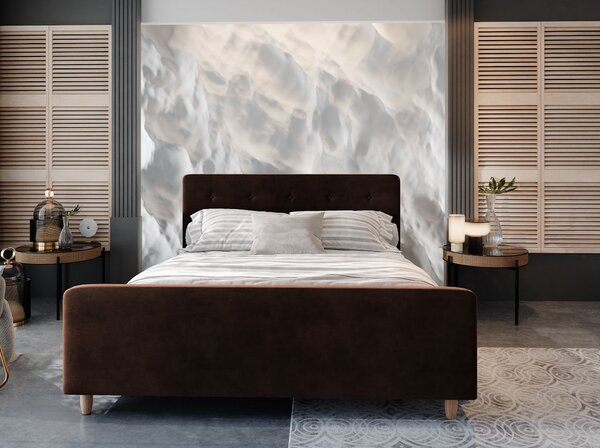 Manželská čalúnená posteľ NESSIE - 160x200, tmavo hnedá