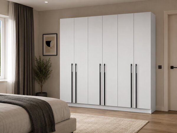 Šatníková skriňa Casmira 230x210x55 - biela / čierna