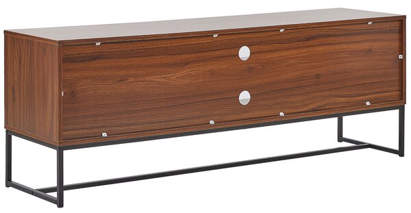 TV skrinka tmavé drevo biela MDF kov 55 x 150 x 40 cm TV stolík 2 police 2 skrinky úložný priestor moderný štýl obývačka