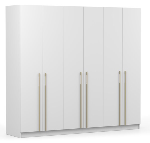 Šatníková skriňa Casmira 230x210x55 - biela / zlatá